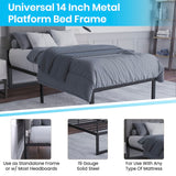 English Elm Universal 14 Inch Metal Platform Bed Frame - No Box Spring Needed w/ Steel Slat Support and Quick Lock Functionality - Twin