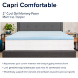 English Elm 2 inch Cool Gel Mattress Topper with CertiPUR-US Certified Memory Foam - Full