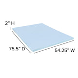 English Elm 2 inch Cool Gel Mattress Topper with CertiPUR-US Certified Memory Foam - Full