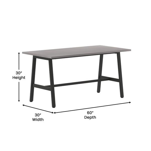 English Elm Commercial Grade Commercial 60x30 Conference Table with 1" Thick Double Sided Laminate Table Top with PVC Edging and Heavy Duty A-Frame Steel Base,
