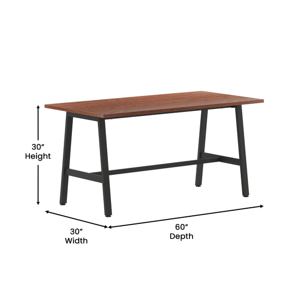 English Elm Commercial Grade Commercial 60x30 Conference Table with 1" Thick Double Sided Laminate Table Top with PVC Edging and Heavy Duty A-Frame Steel Base,