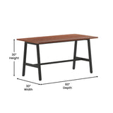 English Elm Commercial Grade Commercial 60x30 Conference Table with 1" Thick Double Sided Laminate Table Top with PVC Edging and Heavy Duty A-Frame Steel Base,