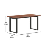 English Elm Commercial Grade Commercial 60x30 Conference Table with 1" Thick Double Sided Laminate Table Top with PVC Edging and Heavy Duty U-Frame Steel Base,