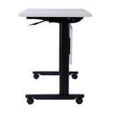 English Elm Commercial Grade Commercial Grade 60" x 24" Heavy-Duty Nesting Flip Training Table with T-Legs, Modesty Panel, 1" Thick Tabletop, and Black Steel Frame