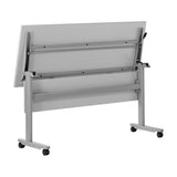 English Elm Commercial Grade Commercial Grade 60" x 24" Heavy-Duty Nesting Flip Training Table with T-Legs, Modesty Panel, 1" Thick Tabletop, and Steel Frame