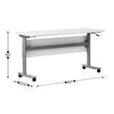 English Elm Commercial Grade Commercial Grade 60" x 24" Heavy-Duty Nesting Flip Training Table with T-Legs, Modesty Panel, 1" Thick Tabletop, and Gray Steel Frame