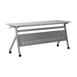 English Elm Commercial Grade Commercial Grade 60" x 24" Heavy-Duty Nesting Flip Training Table with Y-Legs, Modesty Panel, 1" Thick Tabletop, and Steel Frame