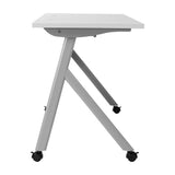 English Elm Commercial Grade Commercial Grade 60" x 24" Heavy-Duty Nesting Flip Training Table with Y-Legs, Modesty Panel, 1" Thick Tabletop, and Steel Frame