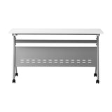 English Elm Commercial Grade Commercial Grade 60" x 24" Heavy-Duty Nesting Flip Training Table with Y-Legs, Modesty Panel, 1" Thick Tabletop, and Gray Steel Frame