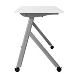 English Elm Commercial Grade Commercial Grade 60" x 24" Heavy-Duty Nesting Flip Training Table with Y-Legs, Modesty Panel, 1" Thick Tabletop, and Gray Steel Frame