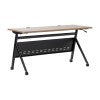 English Elm Commercial Grade Commercial Grade 60" x 24" Heavy-Duty Nesting Flip Training Table with Y-Legs, Modesty Panel, 1" Thick Walnut Tabletop, and Black Steel Frame