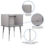 English Elm Commercial Grade Stand-Alone Study Carrel with Top Shelf - Height Adjustable Legs and Wire Management Grommet - Finish