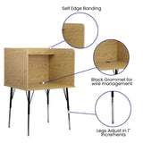 English Elm Commercial Grade Stand-Alone Study Carrel with Top Shelf - Height Adjustable Legs and Wire Management Grommet - Finish