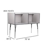 English Elm Commercial Grade Stand-Alone Double Study Carrel with Top Shelf - Height Adjustable Legs and Wire Management Grommet - Finish