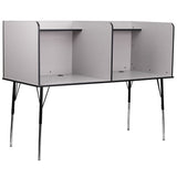 English Elm Commercial Grade Stand-Alone Double Study Carrel with Top Shelf - Height Adjustable Legs and Wire Management Grommet - Finish