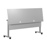 English Elm Commercial Grade Commercial Grade 72" x 24" Heavy-Duty Nesting Flip Training Table with T-Legs, Modesty Panel, 1" Thick Tabletop, and Steel Frame