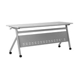 English Elm Commercial Grade Commercial Grade 72" x 24" Heavy-Duty Nesting Flip Training Table with Y-Legs, Modesty Panel, 1" Thick Tabletop, and Steel Frame