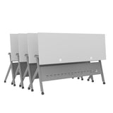 English Elm Commercial Grade Commercial Grade 72" x 24" Heavy-Duty Nesting Flip Training Table with Y-Legs, Modesty Panel, 1" Thick Tabletop, and Steel Frame