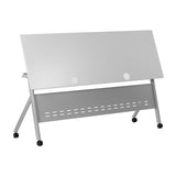 English Elm Commercial Grade Commercial Grade 72" x 24" Heavy-Duty Nesting Flip Training Table with Y-Legs, Modesty Panel, 1" Thick Tabletop, and Steel Frame