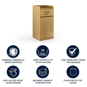 English Elm Commercial Grade Wood Tray Top Receptacle