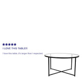 English Elm Coffee and End Table Set - Clear Glass Top with Matte Frame - 3 Piece Occasional Table Set