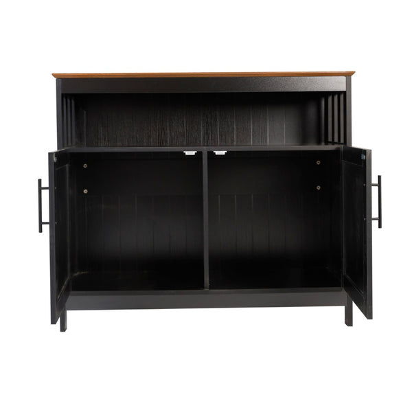 English Elm Commercial Grade 40" Classic Buffet and Sideboard with Double Door Storage Cabinet and Open Storage Shelf in with Walnut Finish Top