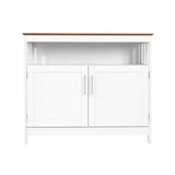 English Elm Commercial Grade 40" Classic Buffet and Sideboard with Double Door Storage Cabinet and Open Storage Shelf in with Walnut Finish Top