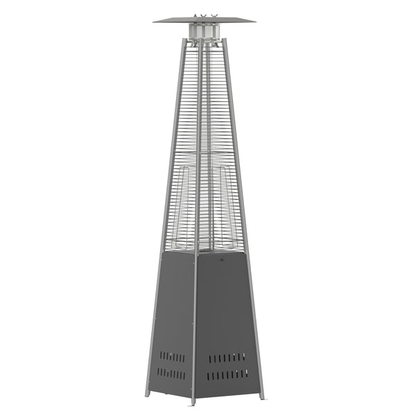 English Elm Commercial Grade Patio Outdoor Heating- Stainless Steel Pyramid 42,000 BTU Propane Heater with Wheels for Commercial & Residential Use