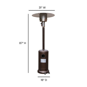 English Elm Commercial Grade Patio Outdoor Heating- Stainless Steel 40,000 BTU Propane Heater with Wheels-Commercial & Residential Use-7.5 Feet Tall