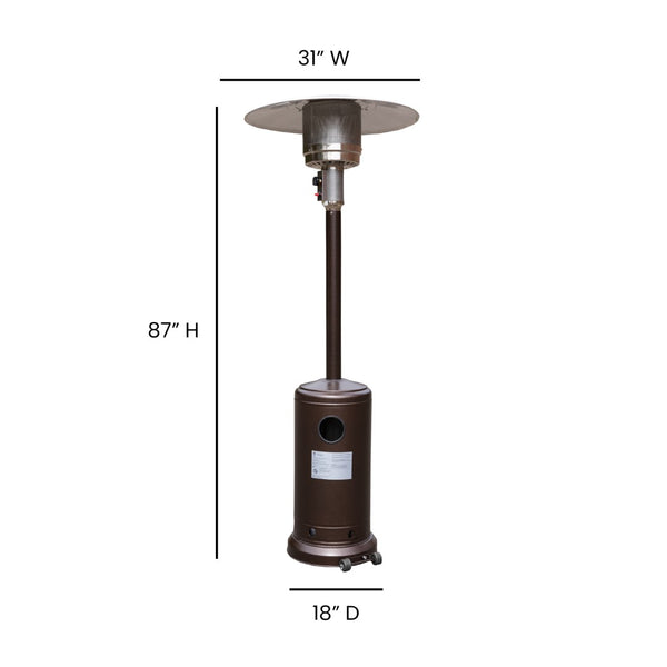 English Elm Commercial Grade Patio Outdoor Heating- Stainless Steel 40,000 BTU Propane Heater with Wheels-Commercial & Residential Use-7.5 Feet Tall