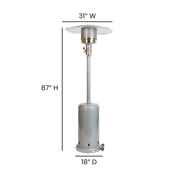 English Elm Commercial Grade Patio Outdoor Heating- Stainless Steel 40,000 BTU Propane Heater with Wheels-Commercial & Residential Use-7.5 Feet Tall