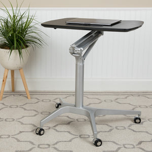 English Elm Mobile Sit-Down, Stand-Up Computer Ergonomic Desk with 28.25"W Top (Adjustable Range 29" - 41")