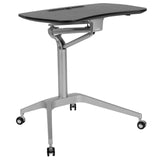 English Elm Mobile Sit-Down, Stand-Up Computer Ergonomic Desk with 28.25"W Top (Adjustable Range 29" - 41")