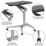 English Elm Mobile Sit-Down, Stand-Up Computer Ergonomic Desk with 28.25"W Top (Adjustable Range 29" - 41")