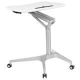 English Elm Mobile Sit-Down, Stand-Up Computer Ergonomic Desk with 28.25"W Top (Adjustable Range 29" - 41")