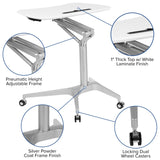 English Elm Mobile Sit-Down, Stand-Up Computer Ergonomic Desk with 28.25"W Top (Adjustable Range 29" - 41")