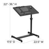 English Elm Adjustable Height Steel Mobile Computer Desk