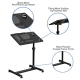 English Elm Adjustable Height Steel Mobile Computer Desk