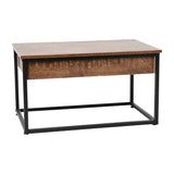 English Elm Commercial Grade 2 Piece Modern Nesting Coffee Table Set with Storage Drawer in Finish with Black Sled Base Metal Frames