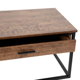 English Elm Commercial Grade 2 Piece Modern Nesting Coffee Table Set with Storage Drawer in Finish with Black Sled Base Metal Frames