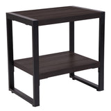 Wood Grain Finish End Table with Black Metal Frame