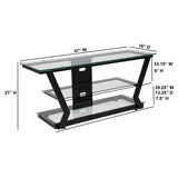 English Elm Glass TV Stand with Metal Frame