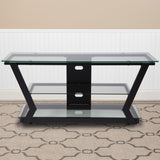 Glass TV Stand with Metal Frame