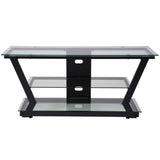 English Elm Glass TV Stand with Metal Frame