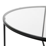 English Elm Coffee Table - Modern Clear Glass Accent Table with Crisscross Matte Frame