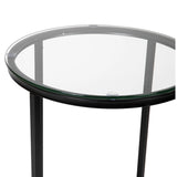 English Elm End Table - Modern Clear Glass Accent Table with Crisscross Matte Frame