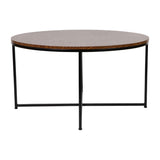 English Elm Coffee Table - Modern Walnut Finish Accent Table with Crisscross Matte Frame