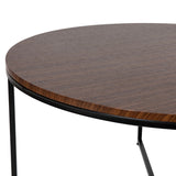 English Elm Coffee Table - Modern Walnut Finish Accent Table with Crisscross Matte Frame