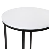 English Elm End Table - Modern White Finish Accent Table with Crisscross Matte Frame