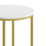 English Elm End Table - Modern Finish Accent Table with Crisscross Brushed Gold Frame